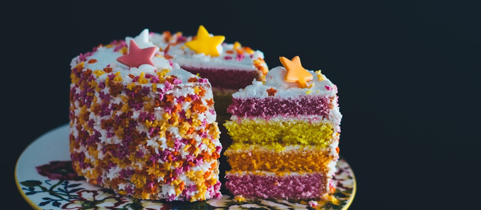 A colorful birthday cake ready to be shared